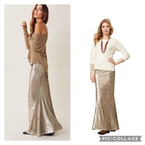 Line & Dot Gold Sequin Mermaid Skirt XS Anthropologie